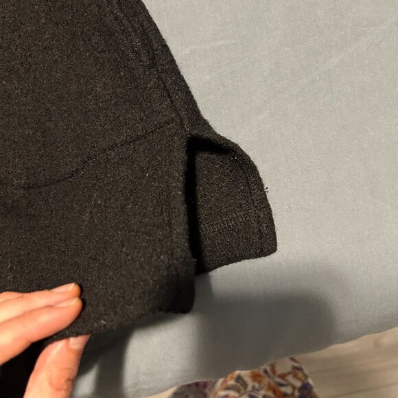 Boiled Wool Coat With Faux Leather Trim - Picture 6 of 11